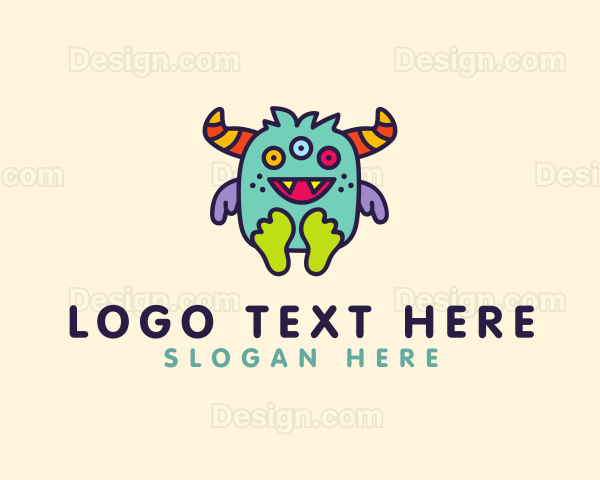 Cute Baby Horned Monster Logo