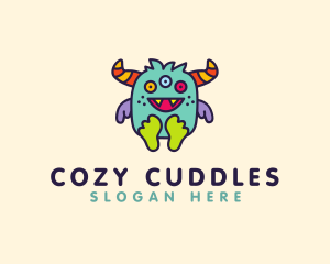 Cute Baby Horned Monster logo design