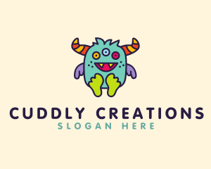 Cute Baby Horned Monster logo design