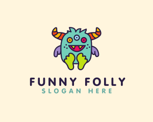 Cute Baby Horned Monster logo design