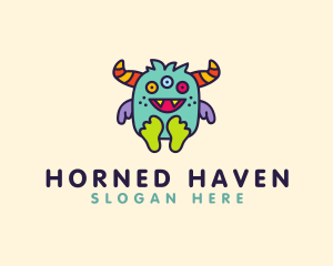 Cute Baby Horned Monster logo design