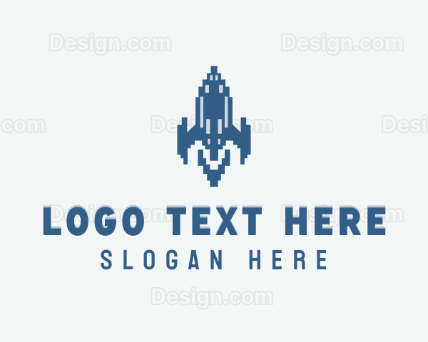 Rocket Ship Retro Gaming Logo