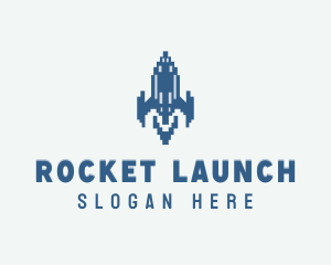 Rocket Ship Retro Gaming logo design