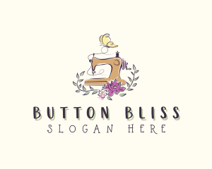 Floral Butterfly Sewing Machine logo design