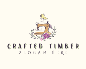 Floral Butterfly Sewing Machine logo design