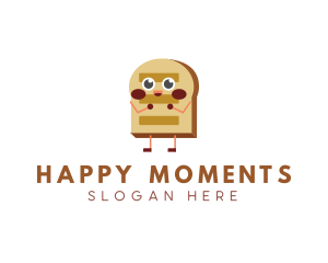 Happy Bread Slice Bakery logo design