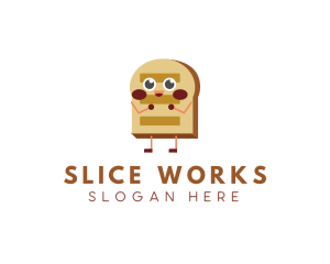 Happy Bread Slice Bakery logo design