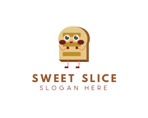 Happy Bread Slice Bakery logo design