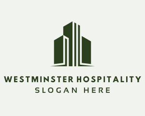 Green Skyscraper Hotel logo design