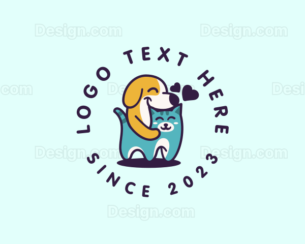 Smiling Cat Dog Heart Logo