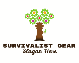 Industrial Cogwheel Tree logo design