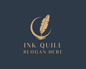 Moon Feather Quill logo design