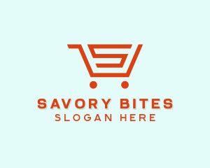 Grocery Cart Letter S logo design