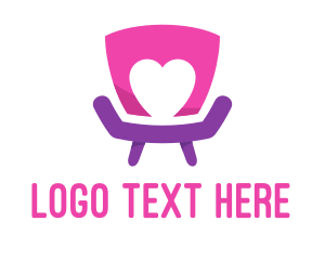 Seat - Heart Chair Love Seat logo design
