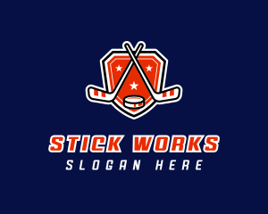 Hockey Stick Puck Sport logo design