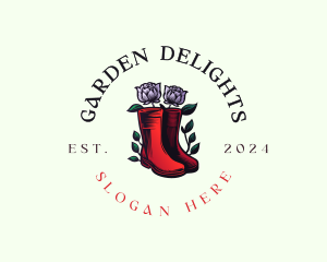 Garden Boots Floral logo design