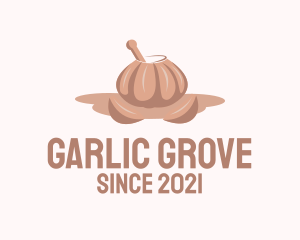 Garlic Mortar & Pestle logo design