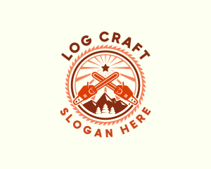 Chainsaw Logging Lumberjack logo design