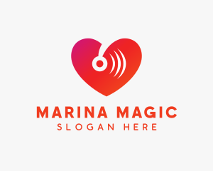 Disco Music Sound Heart  logo design