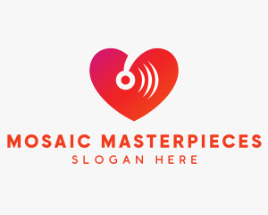 Disco Music Sound Heart  logo design