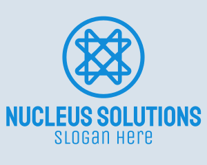 Blue Nucleus Monoline logo design