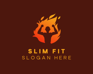 Bodybuilder Flame Muscle logo design