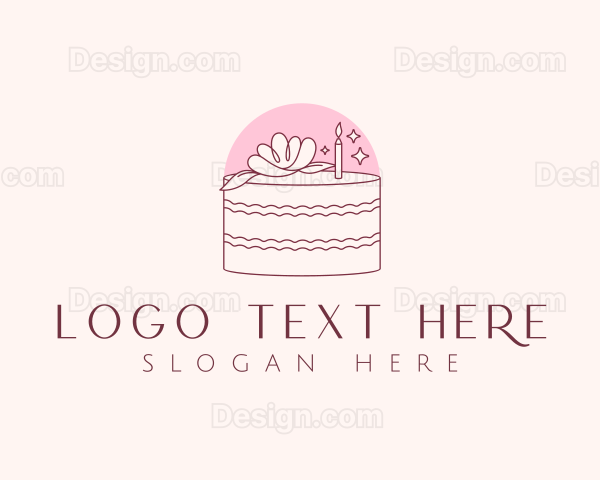 Cake Candle Flower Logo