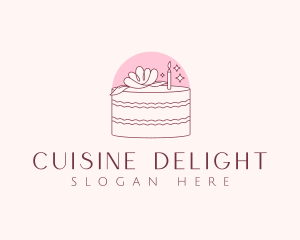 Cake Candle Flower logo design