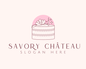 Cake Candle Flower logo design