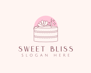 Cake Candle Flower logo design