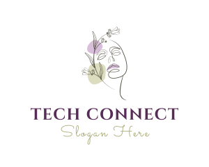 Woman Face Floral logo