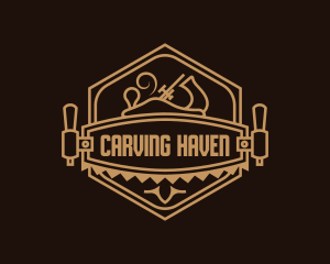 Wood Carver Saw  logo design