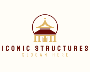 Pagoda Temple Structure logo design