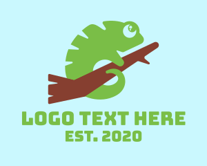 Cute Green Chameleon logo