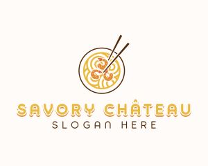 Shrimp Noodle Soup logo design