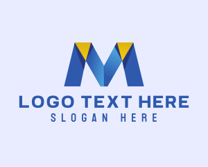 Origami Fold Letter M logo design