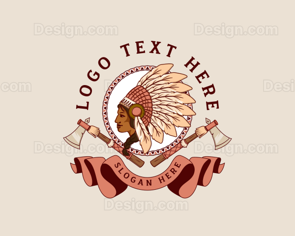 Woman Tribal Headdress Logo