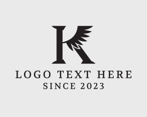 Serif Wing Letter K logo