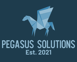 Origami Pegasus Art logo design