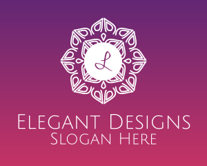 Ornamental Flower Stroke Lettermark logo design