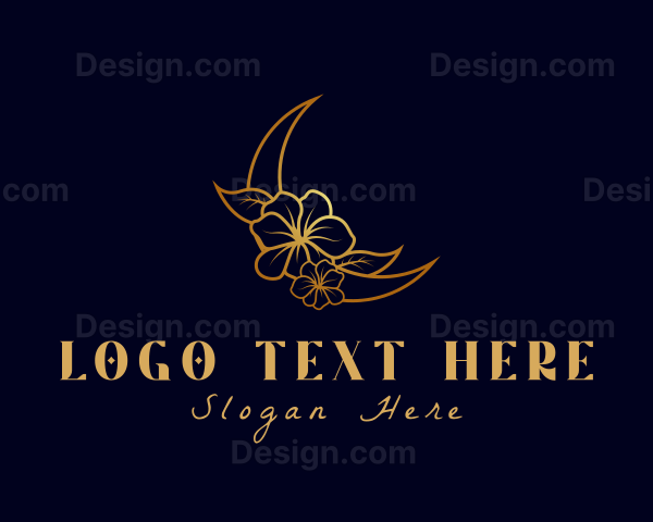 Gold Floral Moon Logo