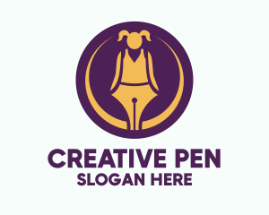 Pen Nib Girl logo design