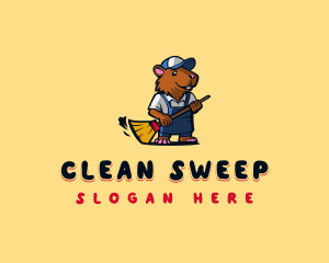 Capybara Sweeping Maintenance logo design