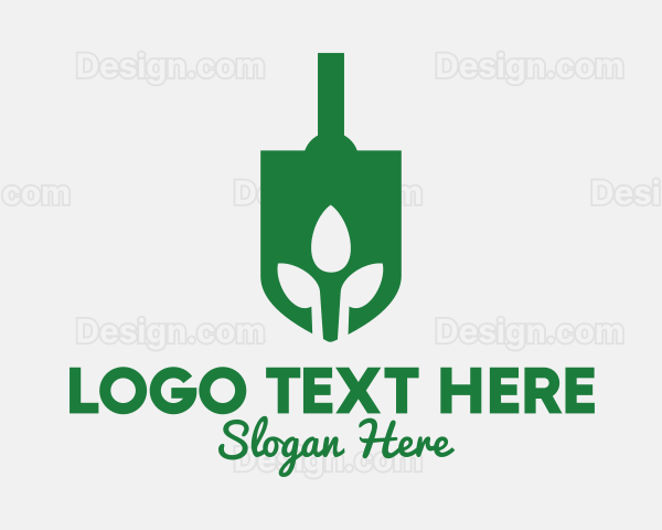 Green Garden Shovel Spade Logo