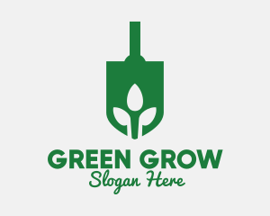 Green Garden Shovel Spade logo design