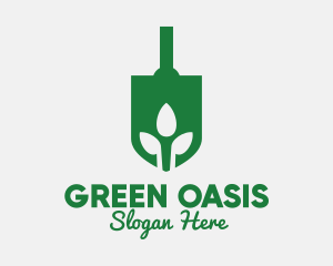 Green Garden Shovel Spade logo design