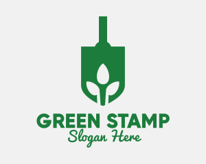 Green Garden Shovel Spade logo design