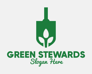 Green Garden Shovel Spade logo design