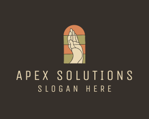 Raised Hand Stained Glass logo design