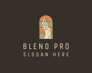 Raised Hand Stained Glass logo design